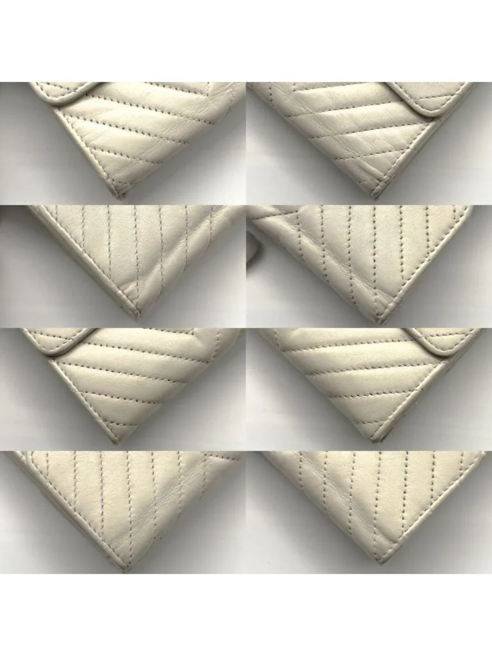 ★SOLD★ Chanel Wallet Shell Blanc Stitch Hook Trifold - Picture 8 of 13
